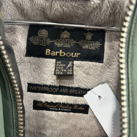$320 Barbour Army Green Nylon Hebden Waterproof Meadow Jacket size 6/FR 38 - Picture 10 of 13